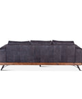 Mid Century Antique Ebony Sofa in Top-Grain Leather and Wood back