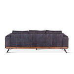 Mid Century Antique Ebony Sofa in Top-Grain Leather and Wood back