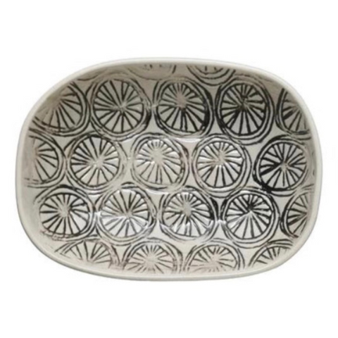 Noir Hand-Stamped Dish, Pattern A