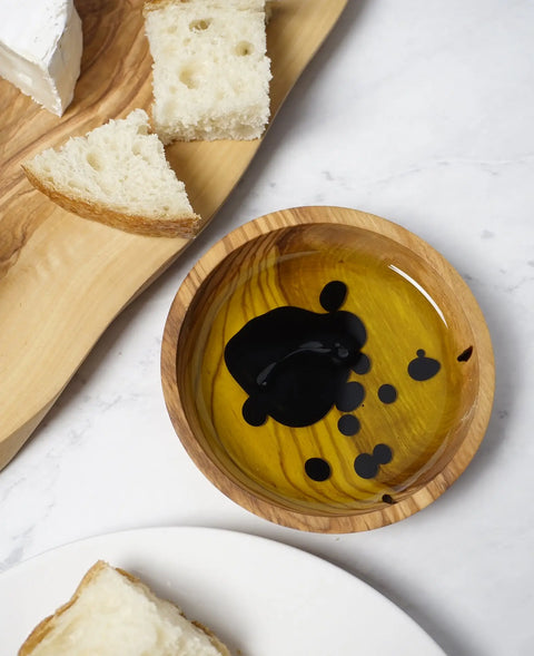 Olive Wood Dipping Bowl + Oil Vinegar Bread