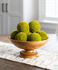 Beaded Wood Bowl With Faux Moss Deco Spheres 