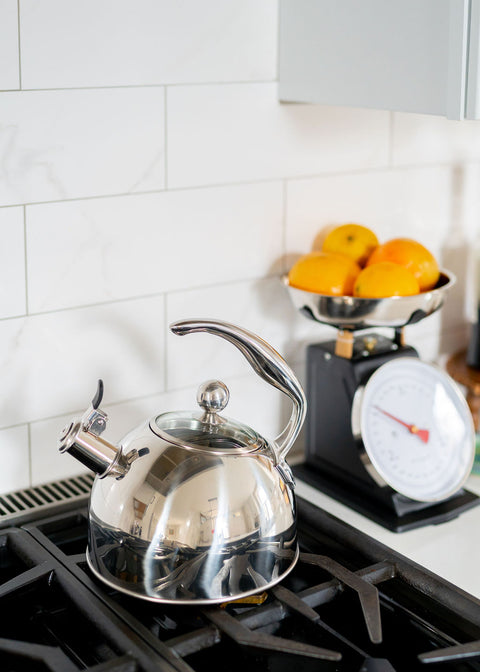Retro Style Black Metric Kitchen Scale Stainless Steel Tea Kettle