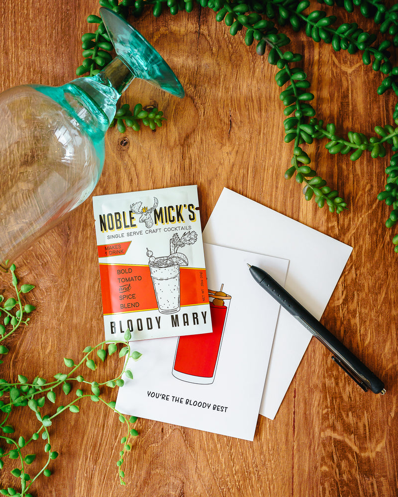 Noble Mick's Single Serve Craft Cocktail - Bloody Mary + You're The Bloody Best Greeting Card