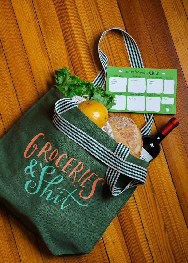 Groceries + Shit Witty Tote Bag Have Fun Grocery Shopping