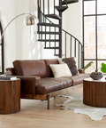 Portofino Industrial Leather Sofa, Geisha Brown