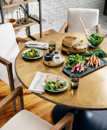 Powell Dining Table, Bright Brass Clad