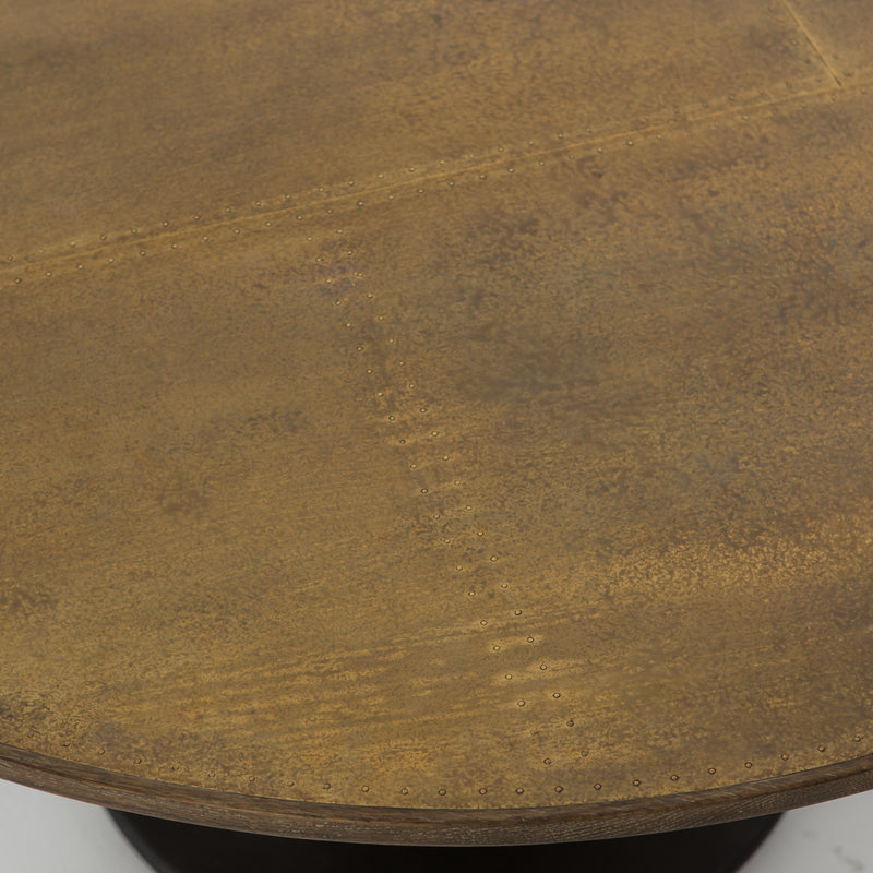 Powell Dining Table, Bright Brass Clad