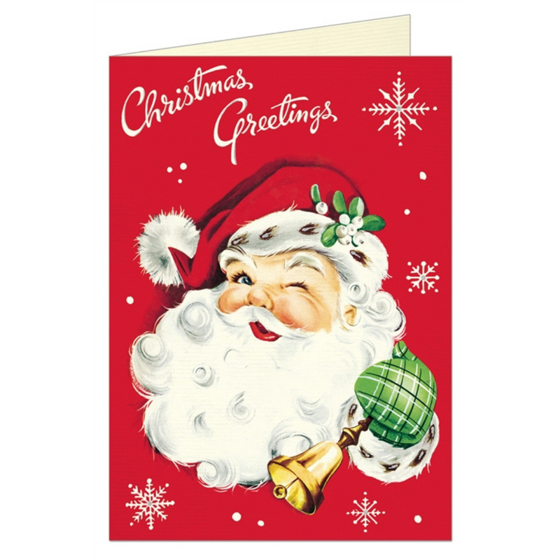 Cavallini Christmas Greetings Santa Greeting Card