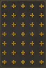 Vintage Vinyl Floorcloth Floor Cloth Indoor Outdoor Area Rug Kid Safe Pet Safe Black Yellow Greek Cross
