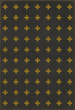Vintage Vinyl Floorcloth Floor Cloth Indoor Outdoor Area Rug Kid Safe Pet Safe Black Yellow Greek Cross