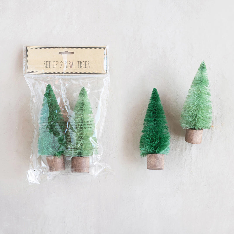 Set of 2 Bottle Brush Trees in Bag, Green