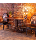 Exposed Brick Wall Edison Bulbs Industrial Console Table