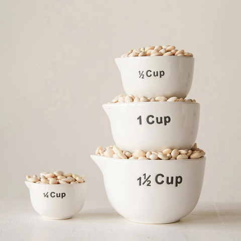 Simple Stoneware Measuring Cups 4 Sizes + Housewarming Hostess Gift