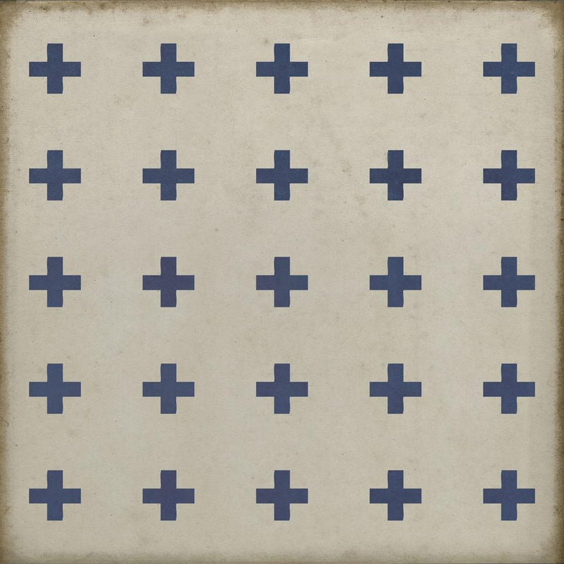 Lehigh Valley Vintage Vinyl Floorcloth Floor Cloth Kid Friendly Flooring Pet Friendly Indoor Outdoor Safe Area Rug Blue White Square