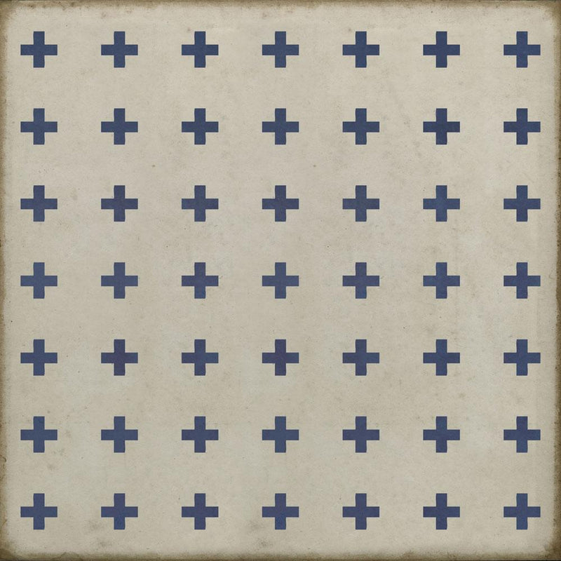 Lehigh Valley Vintage Vinyl Floorcloth Floor Cloth Kid Friendly Flooring Pet Friendly Indoor Outdoor Safe Area Rug Blue White Square