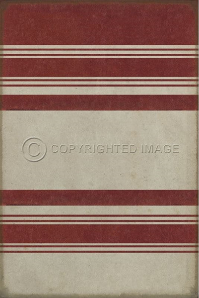 Pattern 50 "Organic Stripes Red and White" Vinyl Floorcloth