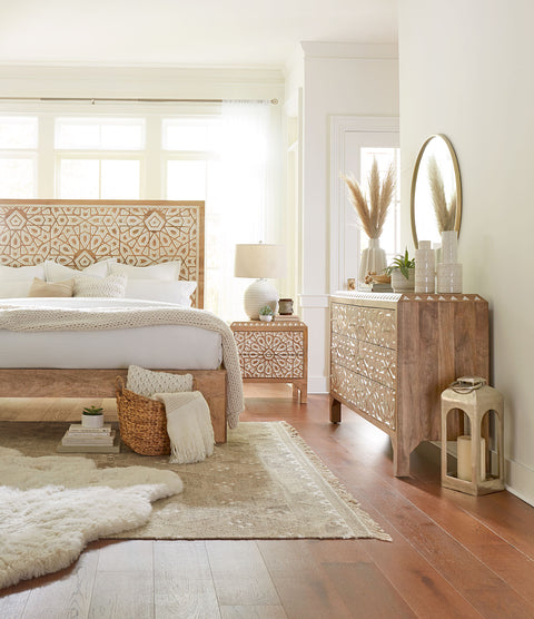 Tangiers Boho Modern Dresser - Hand Carved Mango Wood