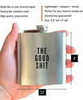 The Good Shit Stainless Steel Flask Dimensions + Features + Benefits