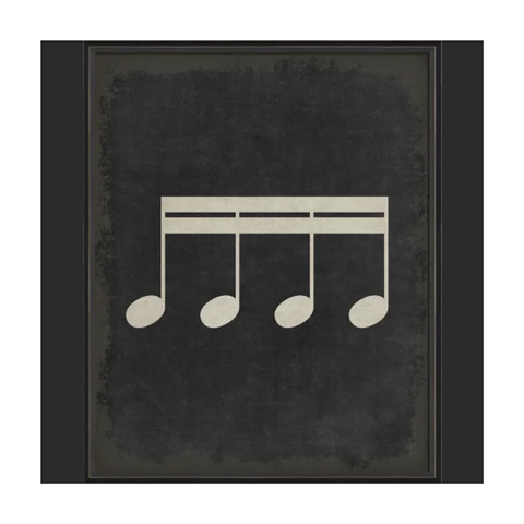 BC Music Note Joined Sixteenth Note on Black Wall Art - Large Wall Art