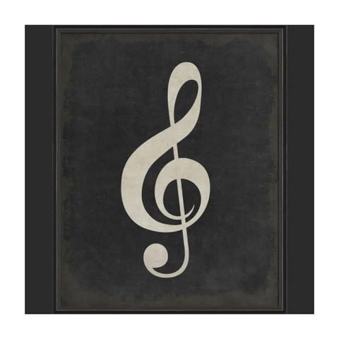 BC Music Note Treble Clef on Black Wall Art - Large Wall Art