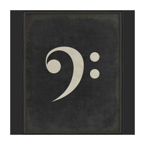 BC Music Note Bass Clef on Black Wall Art - Large Wall Art
