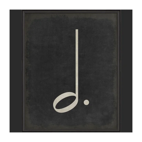 BC Music Note Dotted Half Note on Black Wall Art - Large Wall Art