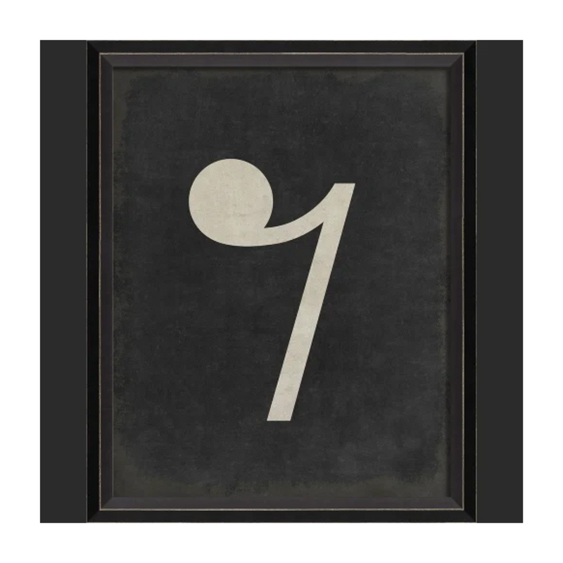 BC Music Note Eighth Rest on Black Wall Art - Small Wall Art