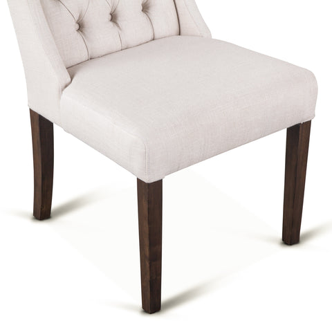 Lara Dining Chair Off-White with Weathered Teak Legs