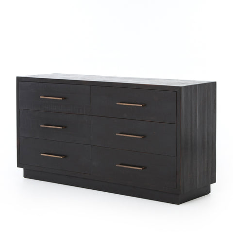 Suki Simple Modern 6 Drawer Low Dresser- Solid Wood - Black Domaci Suki Simple Modern 6 Drawer Low Dresser- Solid Wood - Black Domaci