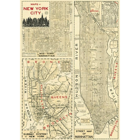 Cavallini New York City Maps Poster