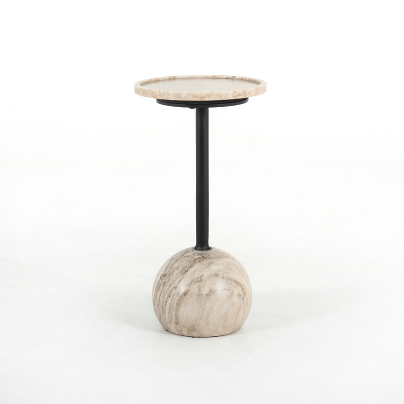 Viola Accent Table-Antique White Marble