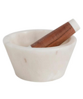 Blanc Marble + Acacia Wood Mortar & Pestle Kitchen Essentials