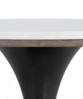 Powell Dining Table, White Marble Tulip Base Edge Detail