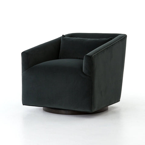 York Swivel Chair, Modern Velvet Smoke