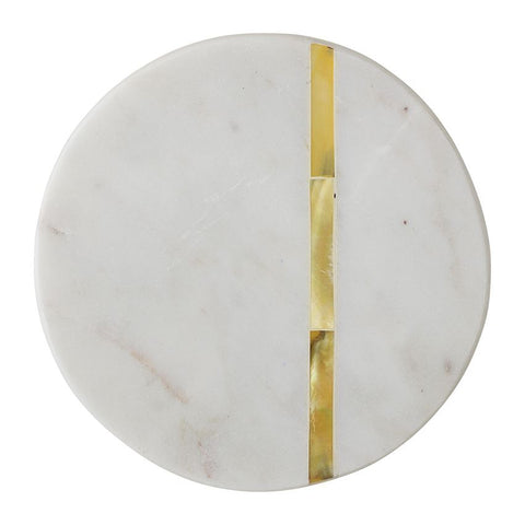 White Marble Coaster Gold Inlay Detail