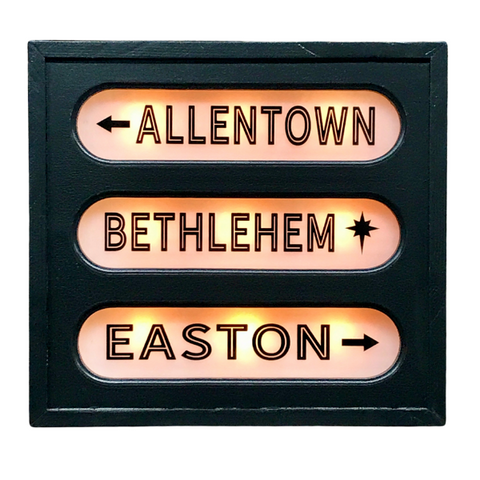 Allentown, Bethlehem, Easton Boxed Lighted Sign Wall Art