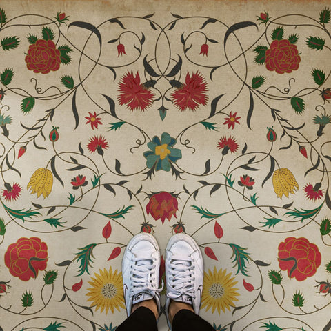 Williamsburg Floral "Abigail" Vinyl Floorcloth