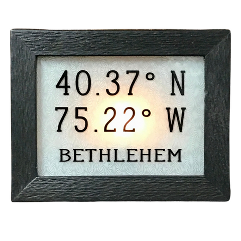 Bethlehem Coordinates Light Box Sign Wall Art