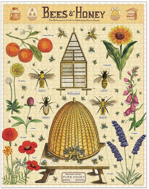 Cavallini Bees & Honey 1000 Piece Puzzle + Best Puzzle + Family Time + Vintage Style + Rainy Day Activities