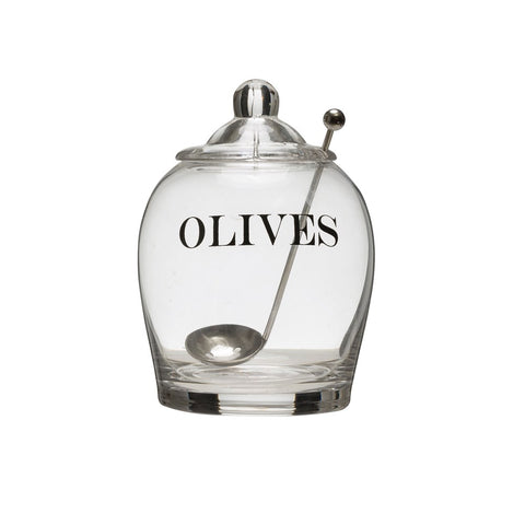 Glass Olive Jar w/ Slotted Spoon