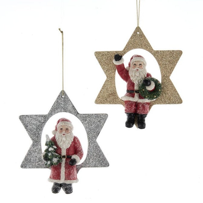 German Santa With Gold Star Ornament