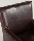 Peabody Rolling Dining Chair Brown Leather Detail