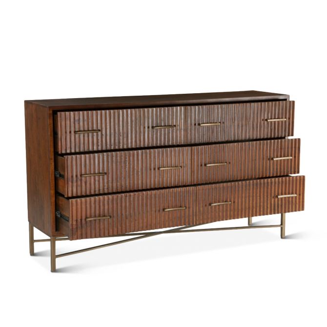 Solid Wood 6 Drawer Dresser Mango Wood Cosmopolitan