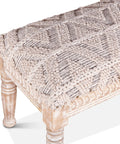 Marrakesh 39" Woven Upholstered Accent Bench Upholstery Detail
