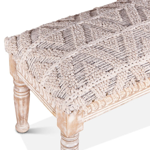 Marrakesh 39" Woven Upholstered Accent Bench Upholstery Detail
