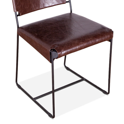 New York Iron and Chocolate Leather Dining Chair