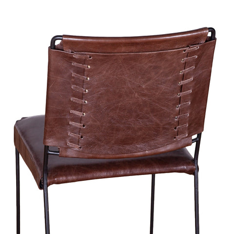 New York Iron and Chocolate Leather Dining Chair