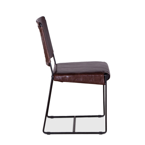 New York Iron and Chocolate Leather Dining Chair