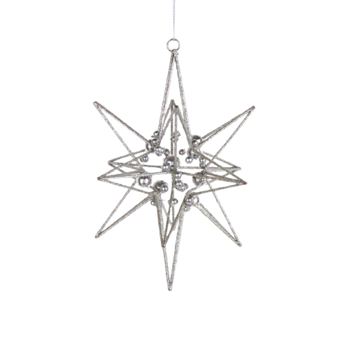 Geometric Star Ornament, Silver