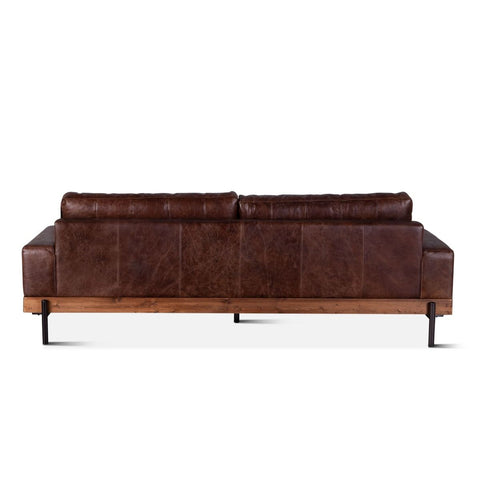 Portofino Industrial Leather Sofa, Geisha Brown Back